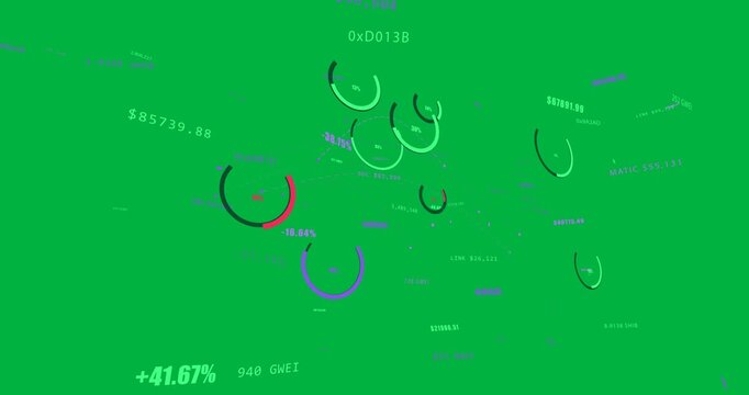 Pulse sparking crypto HUD moving over transparent void, arcs and labels flowing showing market data