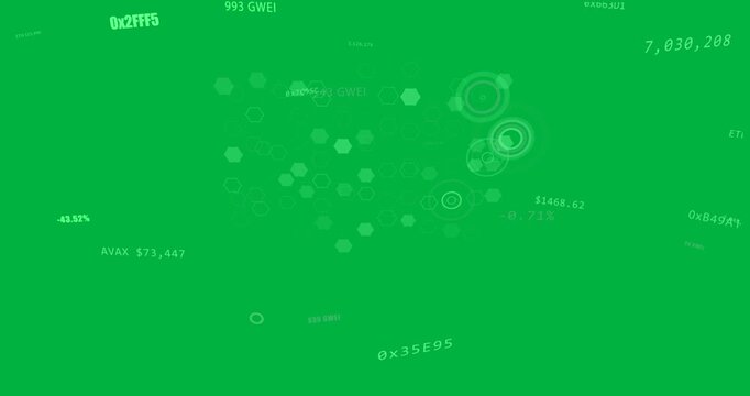 On load HUD animating hexgrid lighting rings stacking labels updating showing crypto transparent bg
