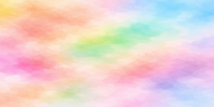 Vibrant abstract watercolor background featuring a bright rainbow pattern with pastel waves and a soft motion blur texture for a colorful artistic wallpaper design