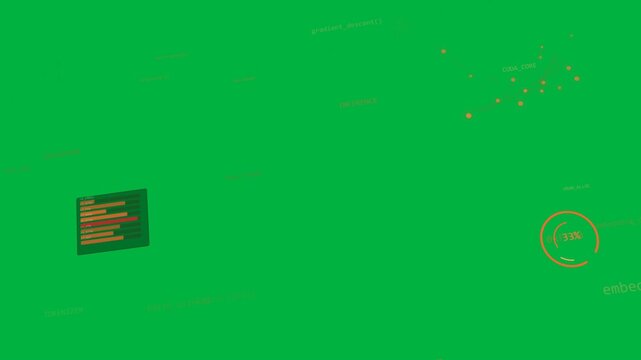 Play starting orange HUD drifting across transparent bg, ring filling, nodes moving, monitoring AI