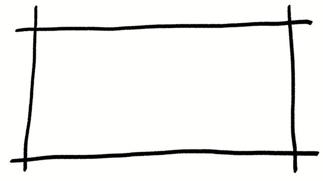 ラフな手書きラインの四角い枠・手書きの黒い線がゆらゆら揺れるフレームアニメーション