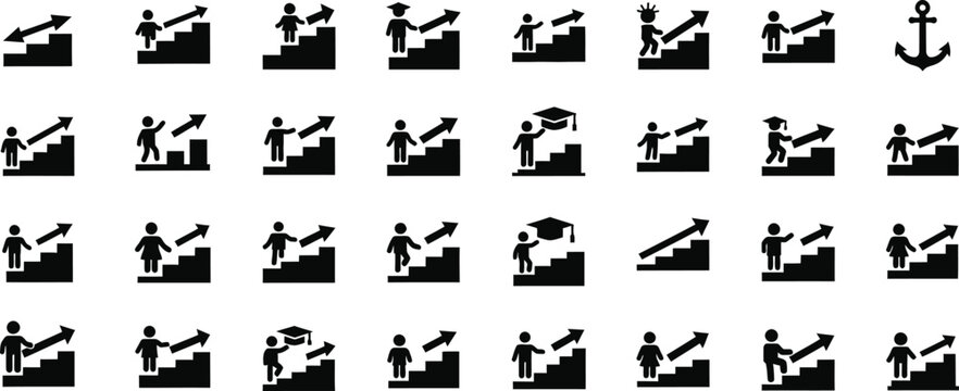 A grid of anchor icons with varying orientations and a single upright anchor