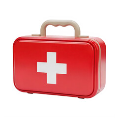 Obraz premium First aid kit box with white cross isolated on transparent background