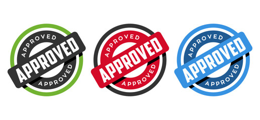 colorful approved vintage round isolated stamp vector. approval rubber stamp sticker design icon. 