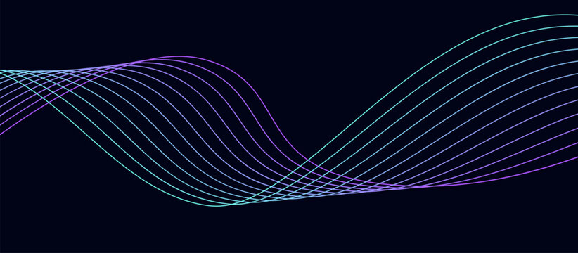 Wave-like spiral. Curved path of dots and lines. Vector image.
