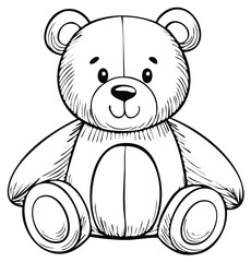 Obraz premium Hand-drawn sketch of a cute teddy bear sitting, isolated illustration for children's themes