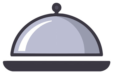 Obraz premium Simple vector illustration of a restaurant serving platter with a cloche dome lid