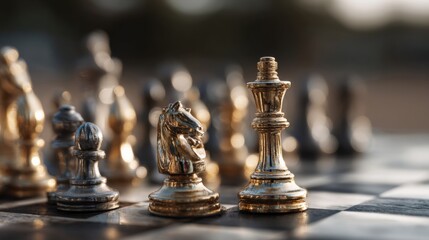 Chess Pieces on a Checkered Board, Strategy Game