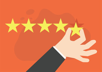 Five Star Rating Concept with Hand Removing One Star Review Illustration