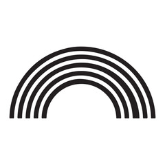 Obraz premium Simple black semicircle rainbow symbol made of four curved lines icon for design and decoration