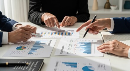 Business Team Analyzing Financial Charts and Data