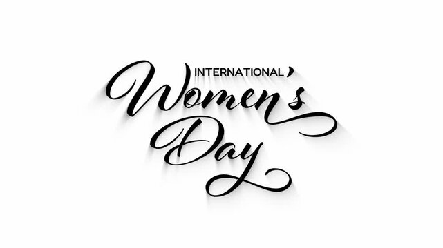 International Women&rsquo;s Day Elegant Typography Animation with Soft Shadow on White Background