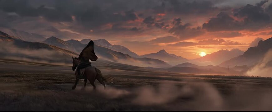 Sunset horse riding