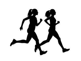 Silhouette of running women	