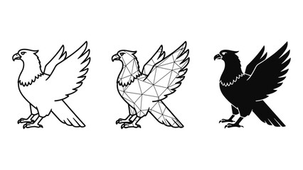 Obraz premium Eagle Silhouette and Line Art