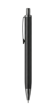 Sleek black retractable ballpoint pen top view
