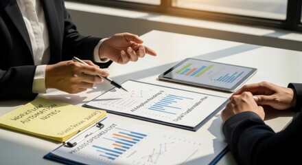 Business meeting analyzing digital transformation roadmap