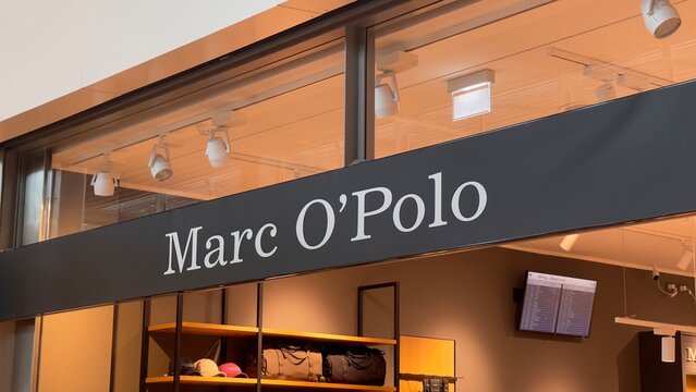 Marc O&rsquo;Polo store sign inside Sabiha G&ouml;k&ccedil;en Airport terminal Istanbul