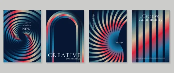 Selbstklebende Fototapeten Marienkäfer Abstract gradient poster background vector set. Minimalist style cover template with vibrant perspective 3d geometric prism shapes collection. Ideal design for social media, cover, banner, flyer.  © TWINS DESIGN STUDIO