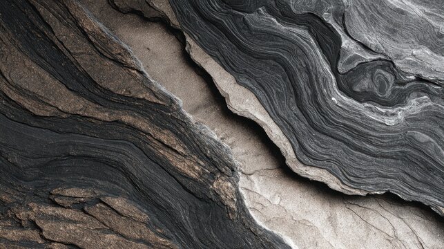 Abstract Natural Rock Texture with Wavy Layers and Earthy Tones Pattern