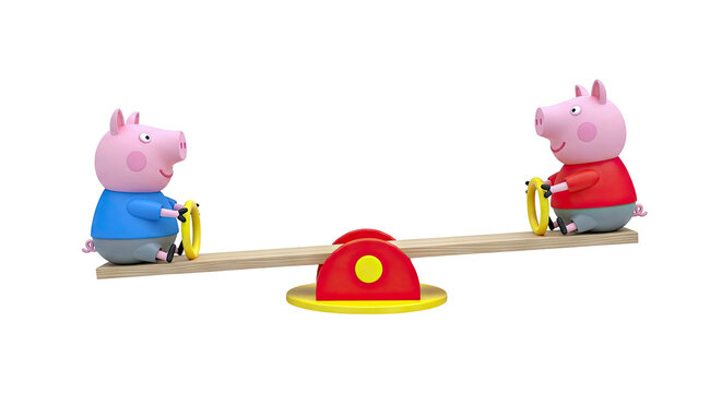 Peppa Pig Characters on a Seesaw