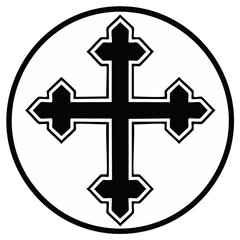 Fototapeta premium Black Cross in Circle: Symbolic Religious Design, Christian Symbol, Shape and Outline, Decorative Graphic Element