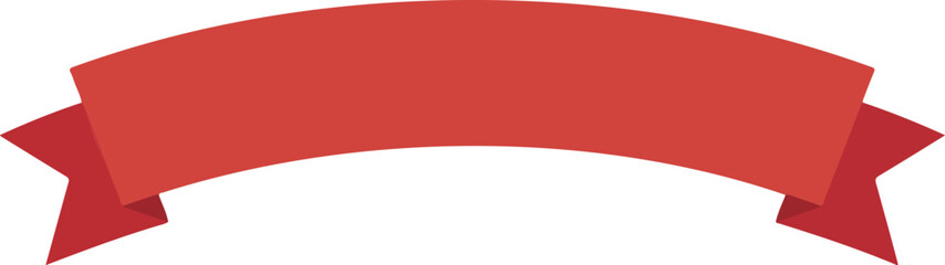 Minimalist red curved banner ribbon with swallowtail ends for titles, awards, and product labels.