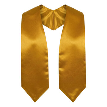 Golden yellow graduation stole sash academic accessory isolated