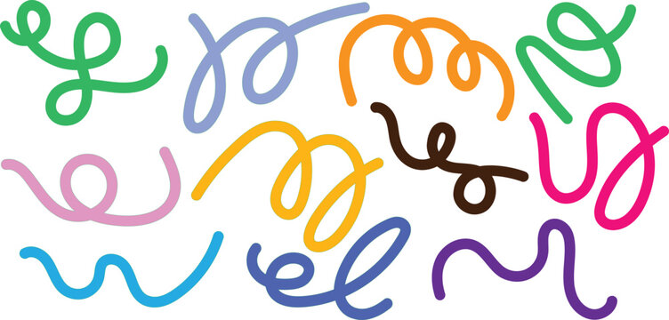 Colorful squiggly lines on white background