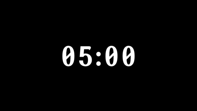 Digital timer displaying 0500 in white numerals against a black background, symbolizing time, countdown, and scheduling