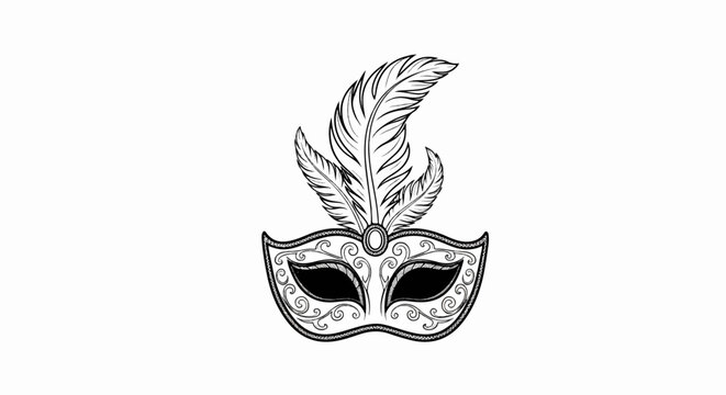 Ornate mask with feathers and intricate scrollwork, a symbol of disguise