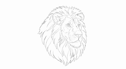 Fototapeta premium Line drawing of a majestic lion's head with a flowing mane