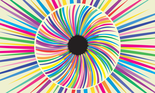 multicolor rainbow iris impact swirl creative eye artistic palette vector recolorable design illustration element