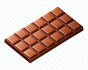 Obraz premium realistic 3d smooth chocolate bar in different style isolated on transparent background