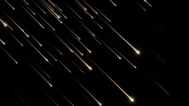 Abstract Golden Streaks Falling on Black Background