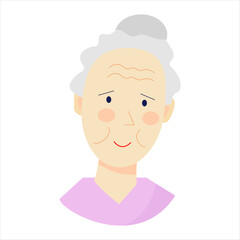 Obraz premium Elderly woman portrait in vector illustration style.