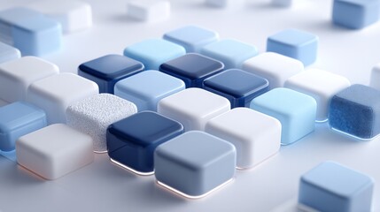 Obraz premium Abstract Blue and White Cubes on White Background