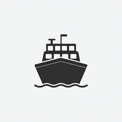 Obraz premium Simple Black Ship Icon on White Background, Minimalist Design