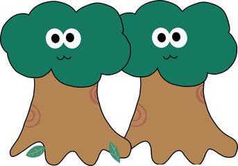 식목일 두개 나무 