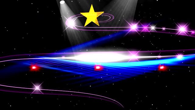 Stripes, rays, light, and stars. Background. Metal plate for name, title, logo, and message