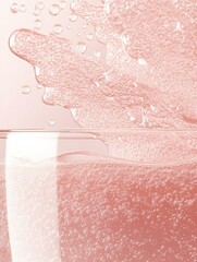 Fototapeta premium Microscopic germs and bacteria move actively within a splashing pink fluid environment