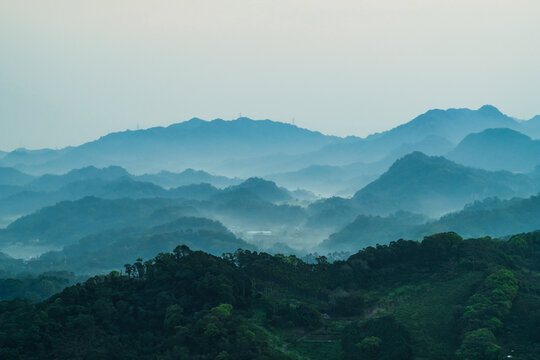 Landscape of Dashanbei at dawn, shot in Hengshan Township, Hsinchu, Taiwan.