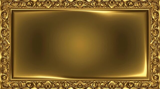 Golden ornate rectangular frame with decorative border