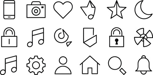 Set of 20 line icons for web and mobile applications