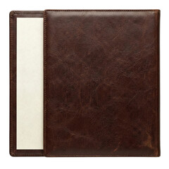 Luxury dark brown leather book cover with blank insert