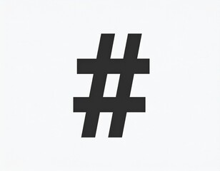 Obraz premium Simple Black Hashtag Symbol on White Background for Digital Communication.