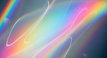 Iridescent light leak overlay, rainbow color spectrum (pink, blue, yellow), soft and diffused