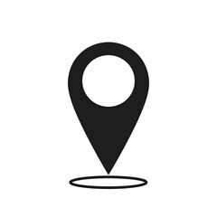 Simple Black Location Marker Icon on White Background for Navigation and Mapping.