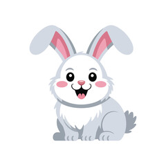 Fototapeta premium Easter bunny mascot illustration, cute white rabbit for spring fair branding, egg hunt poster, kids photo session graphics, holiday vector