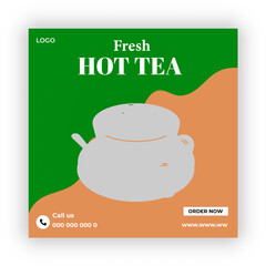 A box of tea  is labeled as tea flyer design 